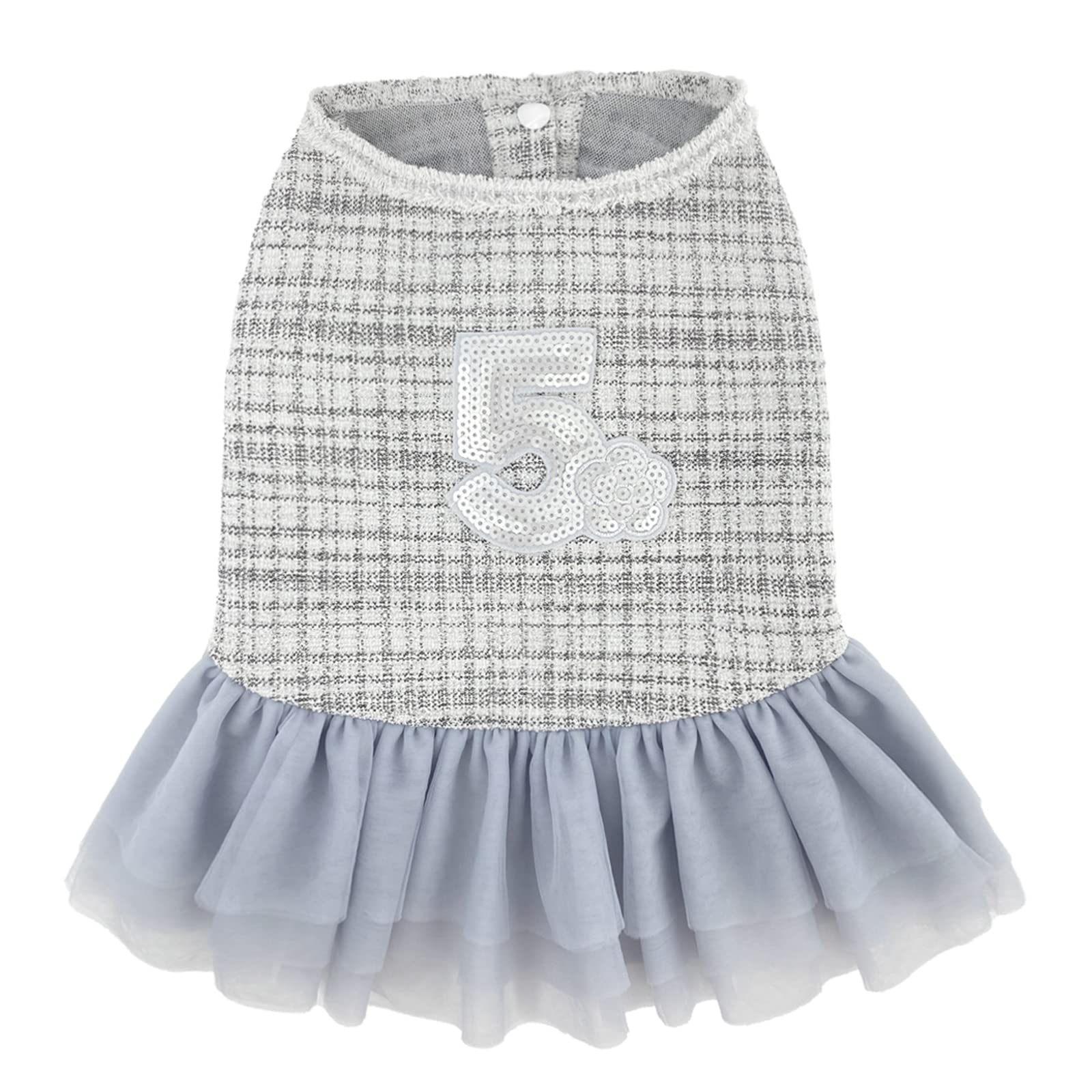 Photo 1 of MESHEEN Dog Elegant Party Dresses for Puppy and Cat Made of Customized Breathable Jacquard Fabric, Use Delicate Soft Mesh Skirt Design Make Your Furry Child Looks More Cute and Fashion S(5.5-7.7lb) Grey