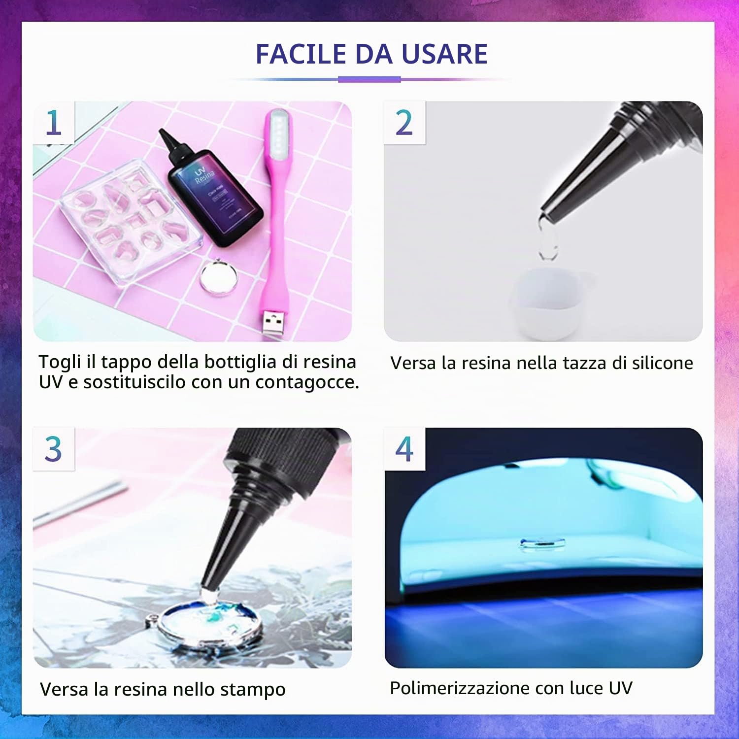 Ultima Resina UV Indurimento Più Rapido, ZERO Ingiallimento, Colla Resina Polimerizzazione Solare Ultravioletta per Stampi Creazione Gioielli Pendenti Orecchini Bracciali Artigianato Fai da te, 500g