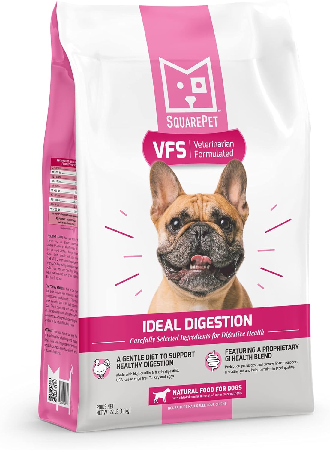 VFS Fórmula de digestión ideal canina, pavo sin jaula, huevos enteros, calabaza, arroz integral, 22 libras