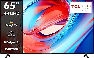 TCL television 65 Inch Smart TV 4K LED HDR 10 UHD Google TV, Dolby Audio, Dynamic Color Enhancement, 2GB RAM+16GB ROM，Metallic Bezel-less Design 65V6B - (2024 Model)