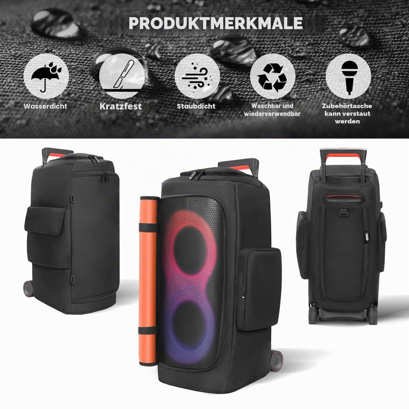 Lautsprecherhülle Kompatibel mit JBL PartyBox 320 Tragbarer Lautsprecher, Outdoor Party Reise Staubschutz Schutzhülle Aufbewahrungstasche mit Fenstertaschen für JBL PartyBox 310 und Zubehör