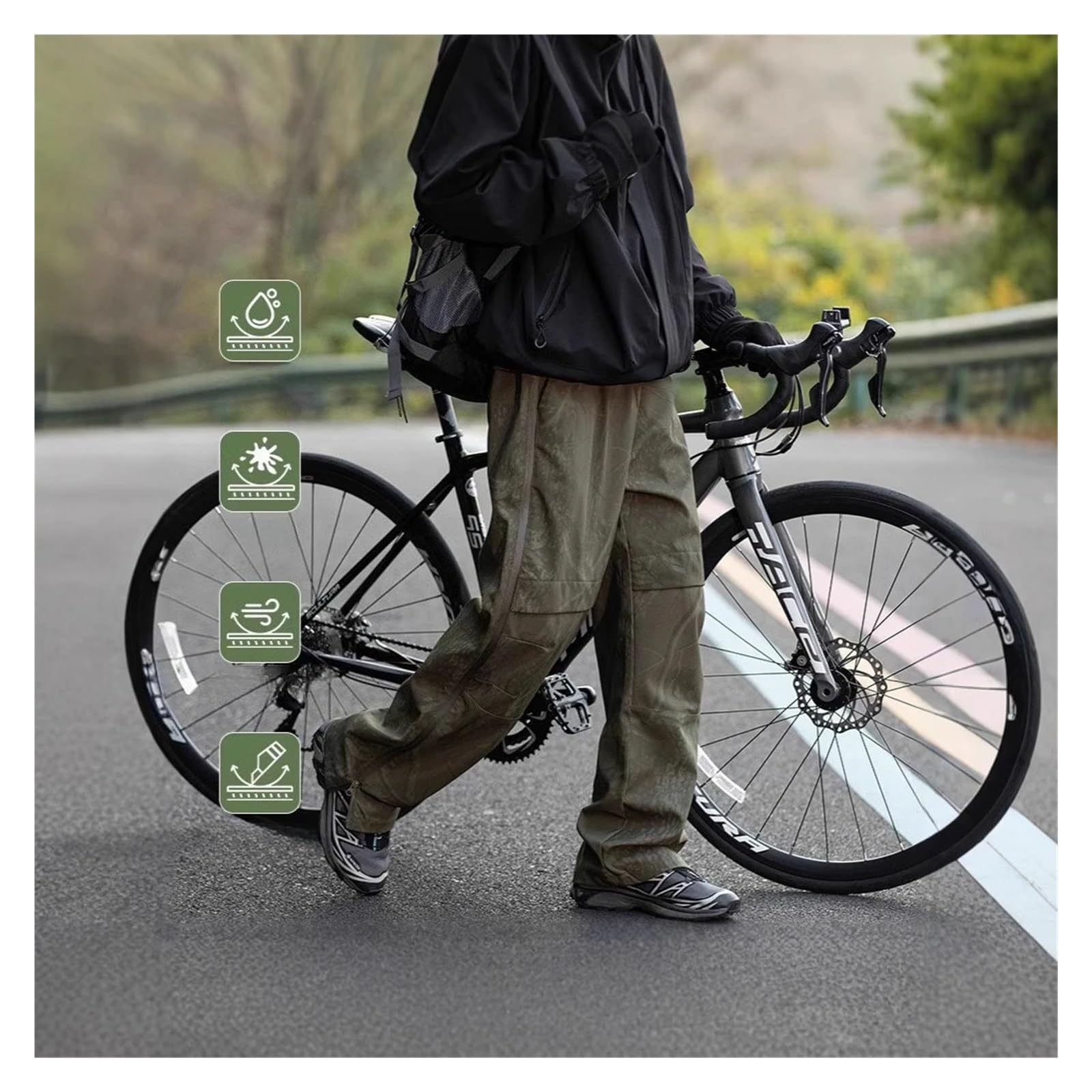 Outdoor-Hose, wasserabweisend, Winddicht, atmungsaktiv, Radfahren, Abenteuer, for Herren, Klettersport, Softshell mit seitlichen Reißverschlüssen für Herren