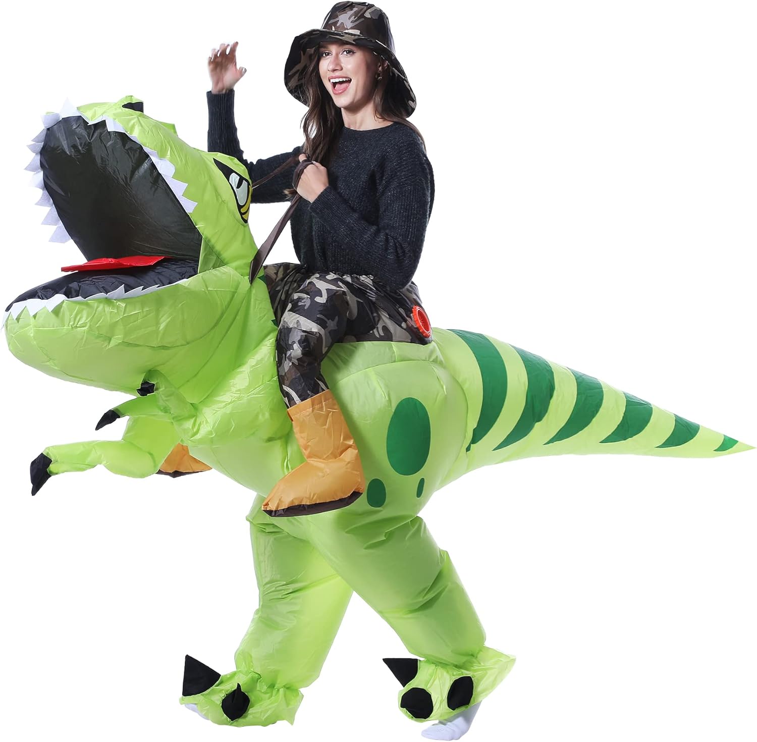 Miniatura 3 de NBSAIRMO Riding Dinosaur Inflatable Costume Adult,Inflatable Dinosaur Costume,Blow up T-Rex Costume, Halloween Costumes