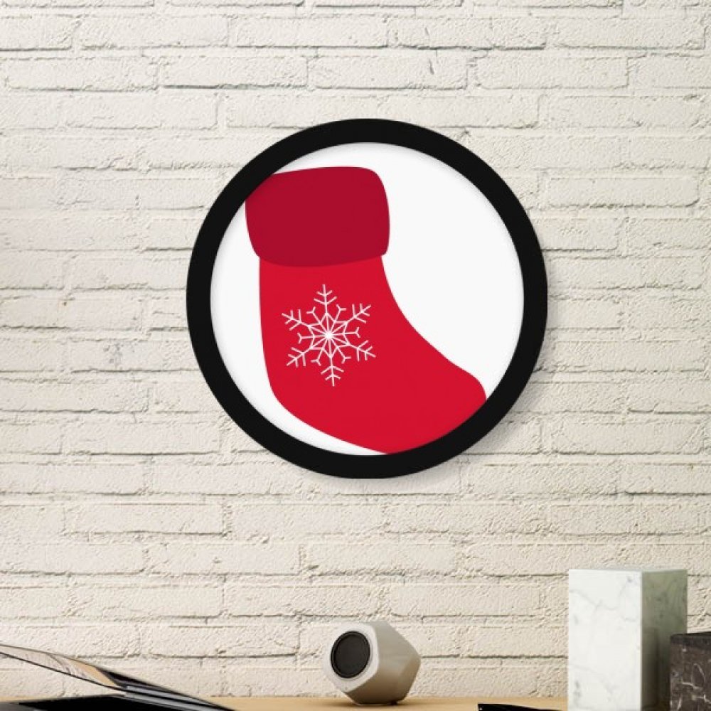 Noël Sock Fête Rouge Illustration Image Ronde Cadre Noir Medium