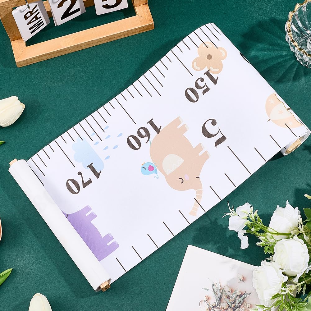 CREATCABIN Animal Growth Chart For Wall Cartoon Growth Height Chart Handing Ruler Measurement Wall Decor Canvas Removable Height Growth Chart for Home Living Room Decoration Nursery 4.9 FT Elephant - Image 3