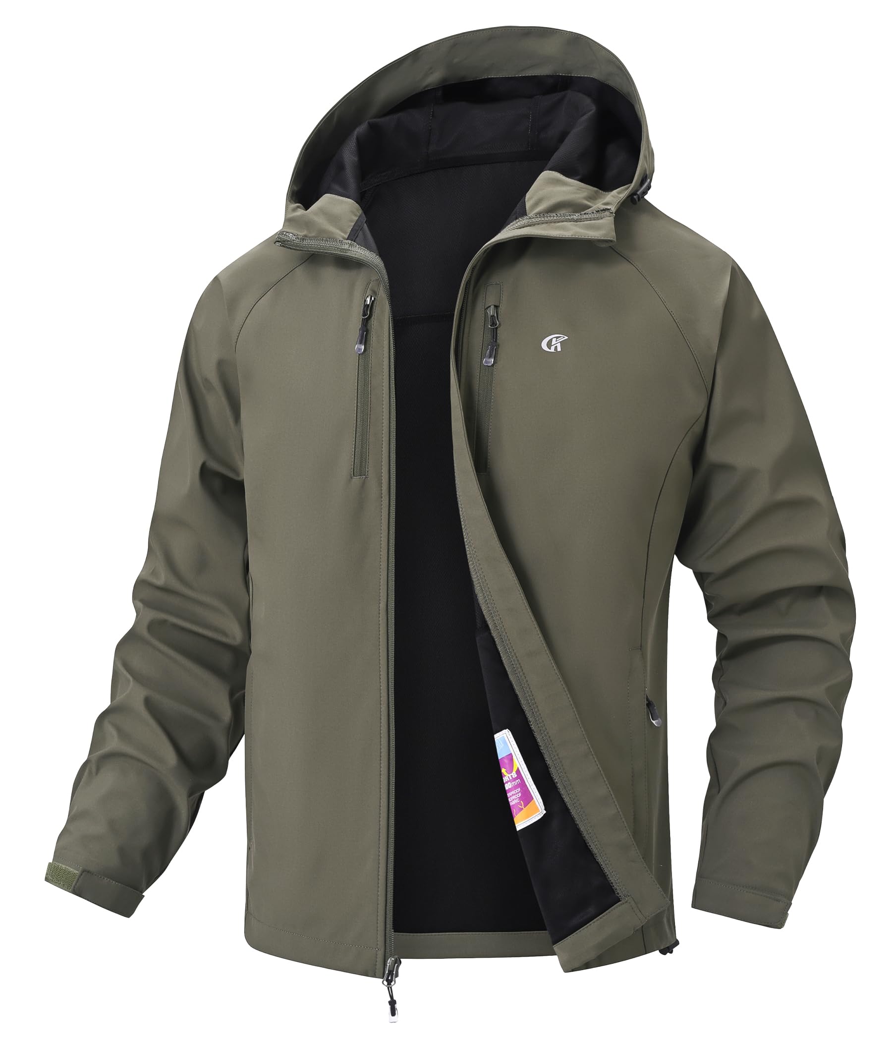 Huayuzh Chaqueta softshell para hombre, impermeable, cortavientos, transpirable, para exteriores, cortavientos, senderismo, camping