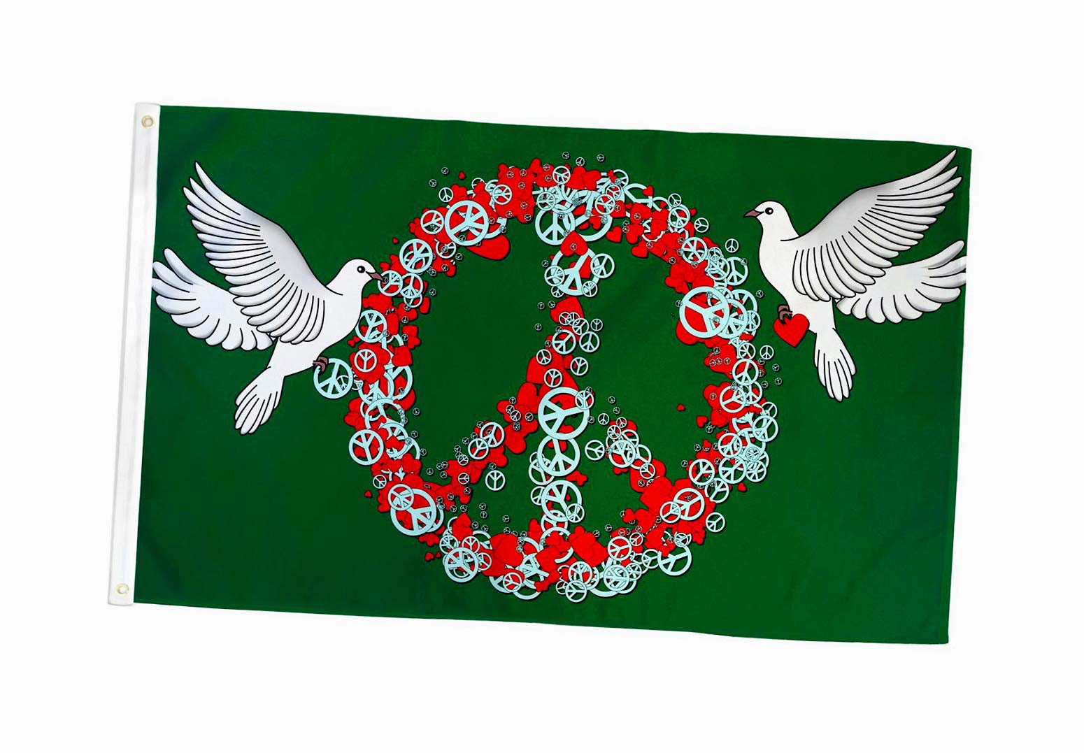 ALBATROS 3x5 Foot Peace and Love Flag - Made of Durable 100D Polyester - Two Brass Grommets
