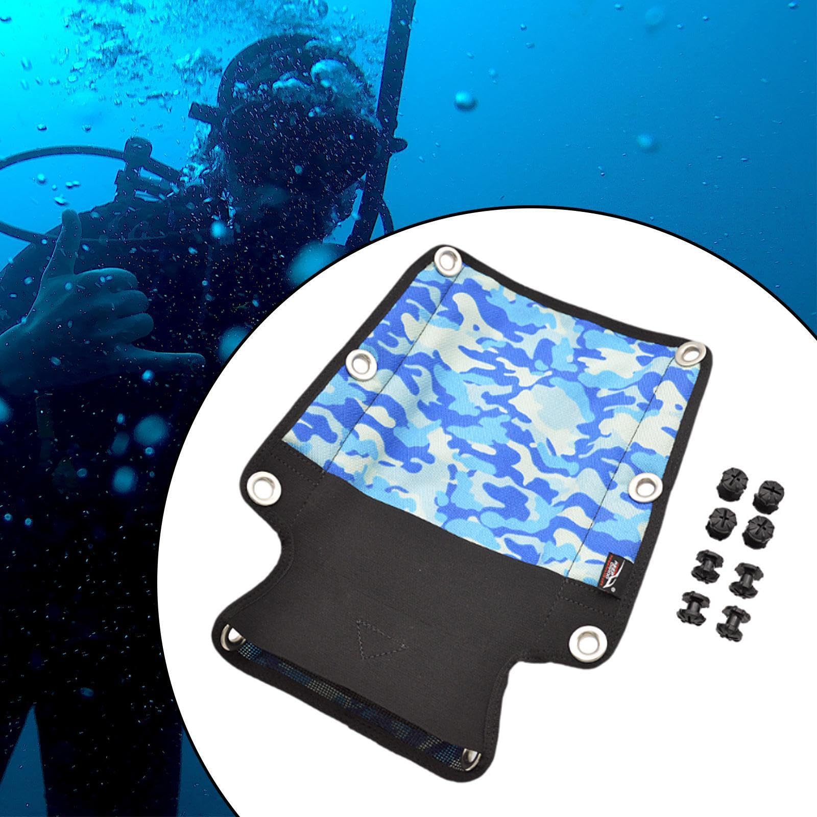 Almohadilla para Placa Trasera de Buceo con 8 Tornillos, Nailon Resistente al Desgaste, Incluye un práctico Bolsillo de Almacenamiento, Accesorios para Equipo de Buceo