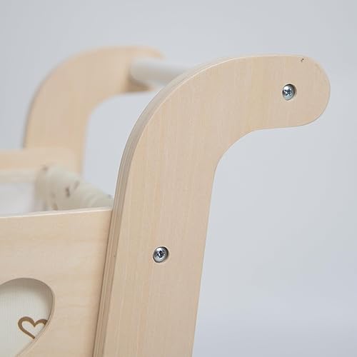 Miniatura 8 de Hopscotch Squad Carrito de compras de madera para bebé, cochecito de muñeca para niños pequeños, caminante de aprendizaje educativo, carro de juego