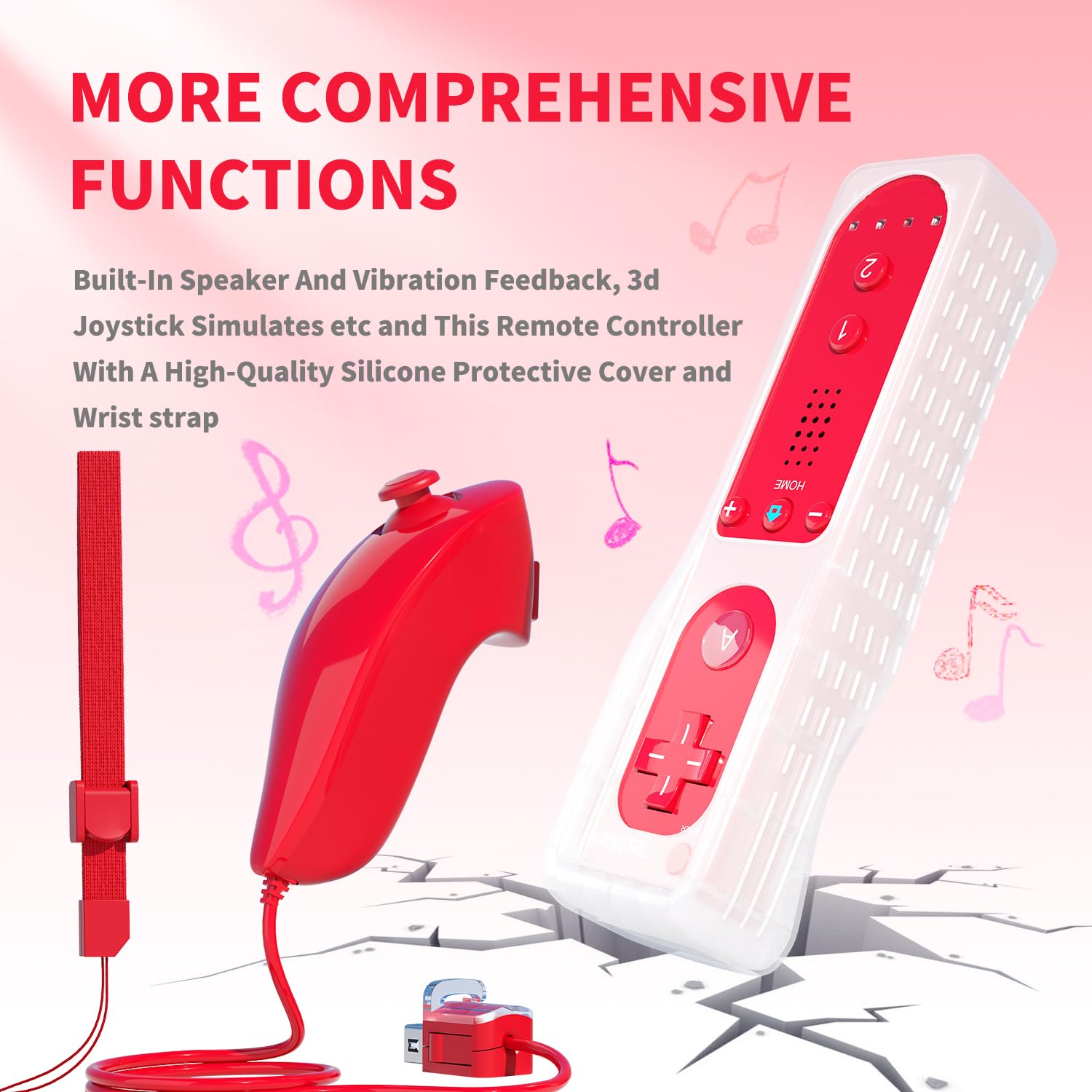 Telecomando per Wii, TechKen Remote Controller e Nunchuck (rosso)
