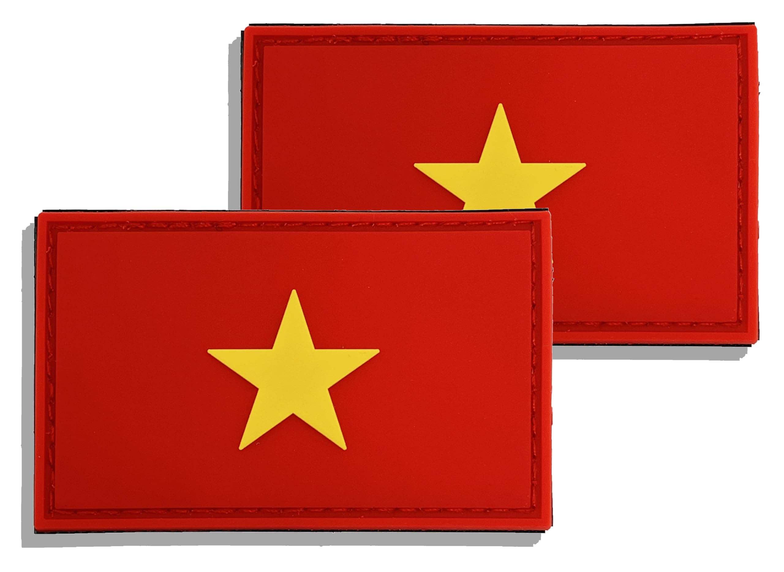 2 Pack PVC Vietnam Vietnamese Country Flag Patch,PVC Country Flag Hook and Loop Patches for Backpacks Jackets Hat,2x3 Inch.