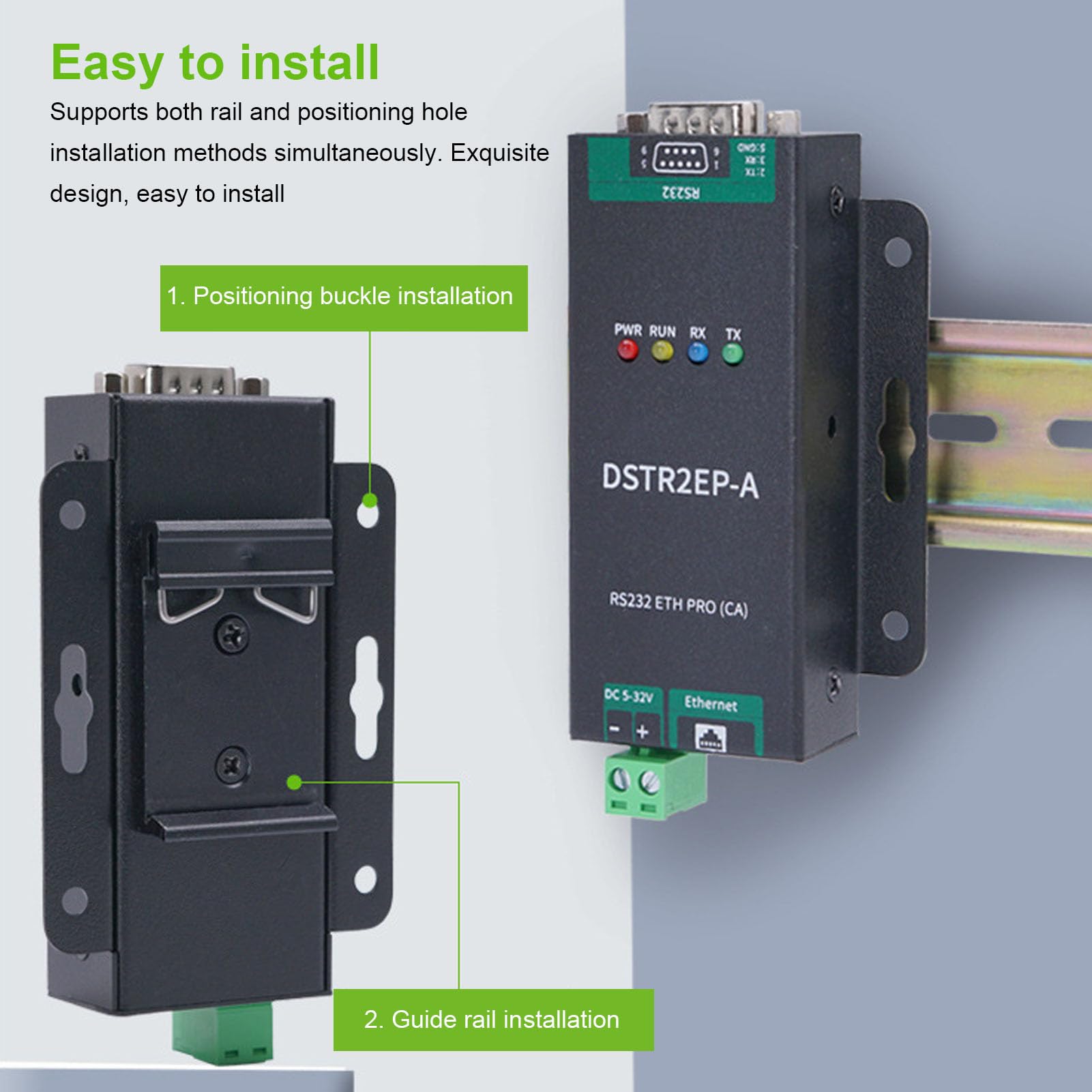 Alomejor to RJ45 Ethernet Converter, Bidirectional Data Transmission | Materiale in lega di alluminio, supporta Modbus , installazione industriale