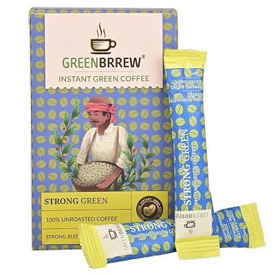 Greenbrrew Strong Green | 100% Unroasted Coffee | Strong Blend | Extra Energy | 20 Servings | 60g