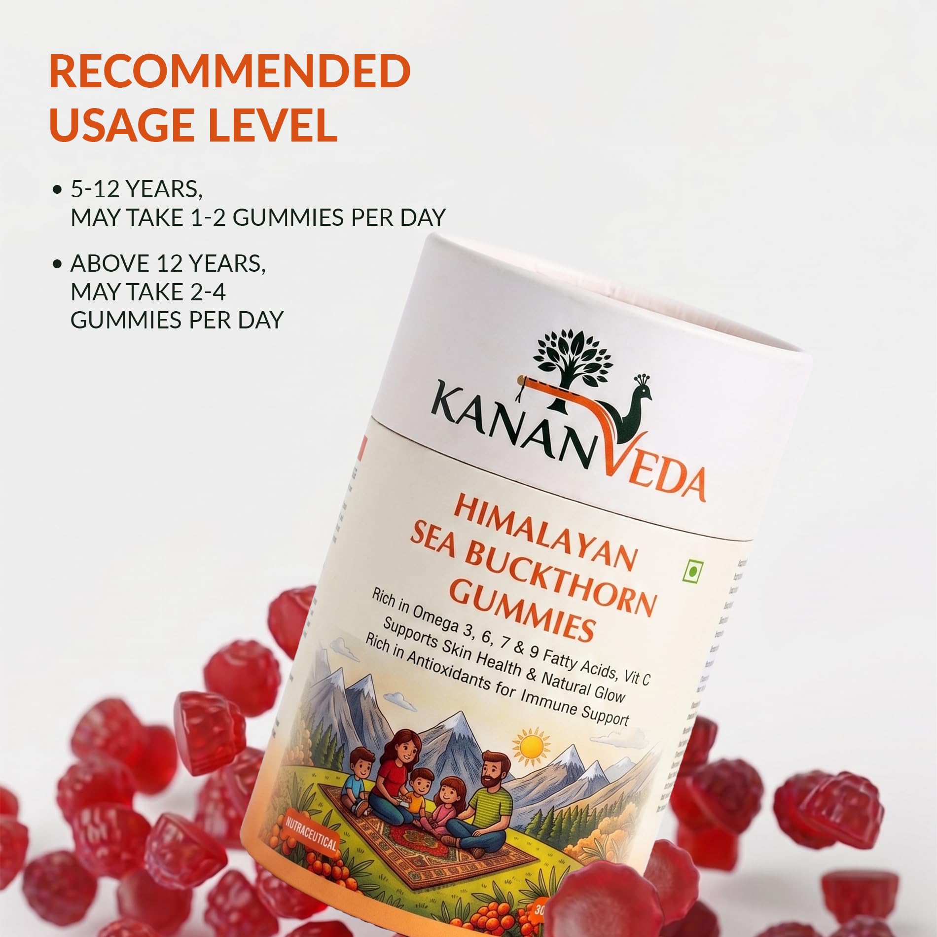 Himalayan Sea Buckthorn Gummies with Omega 3, 6, 7 & 9, Supports Skin Health, Immunity & Natural Glow — Amazon image 5