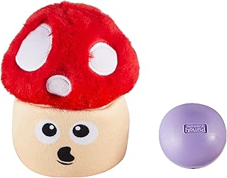 Outward Hound by Nina Ottosson Snack Palz Interactive Plush Dog Puzzle with Treat Ball, Mushroom, Multicolored