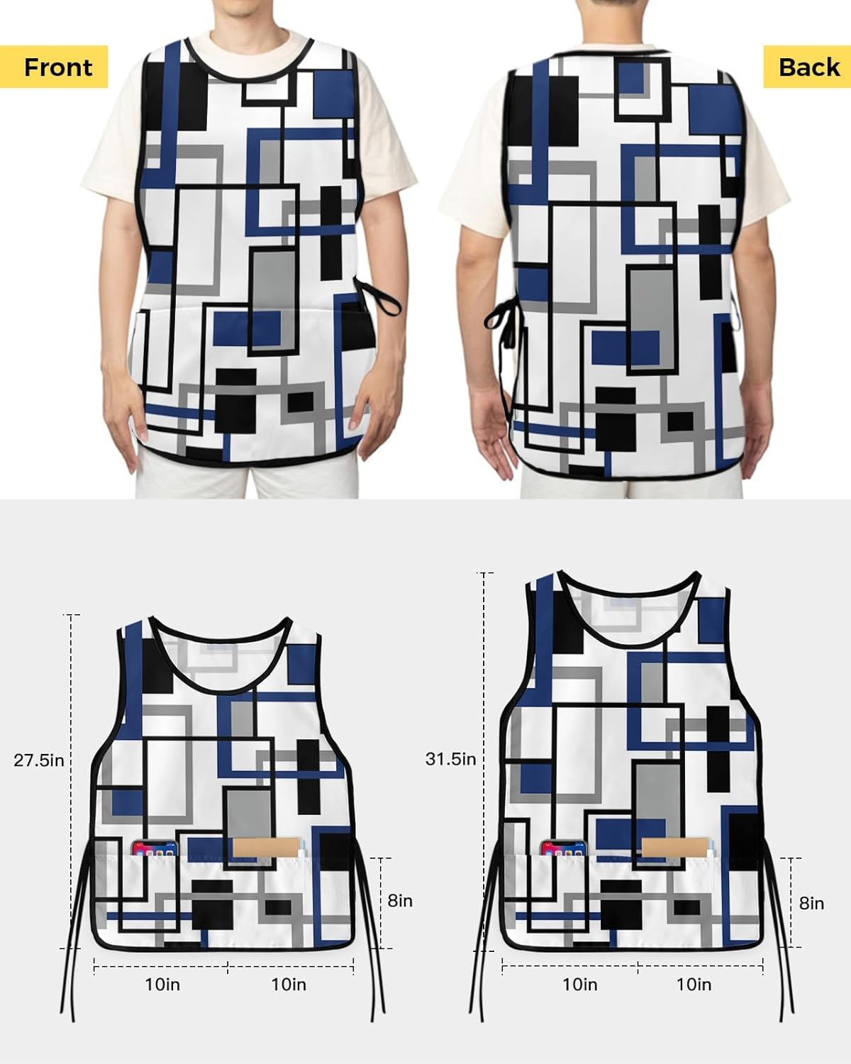 Colorful Flower Cobbler Aprons with 2 Pockets for Women Men, Tulip Botanical Spring Summer