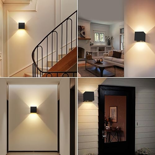 Miniatura 4 de SURPALIG Juego de 2 apliques de pared a pilas, luz con sensor de movimiento para interiores, luces de pared de 6000 mAh recargables, luz LED
