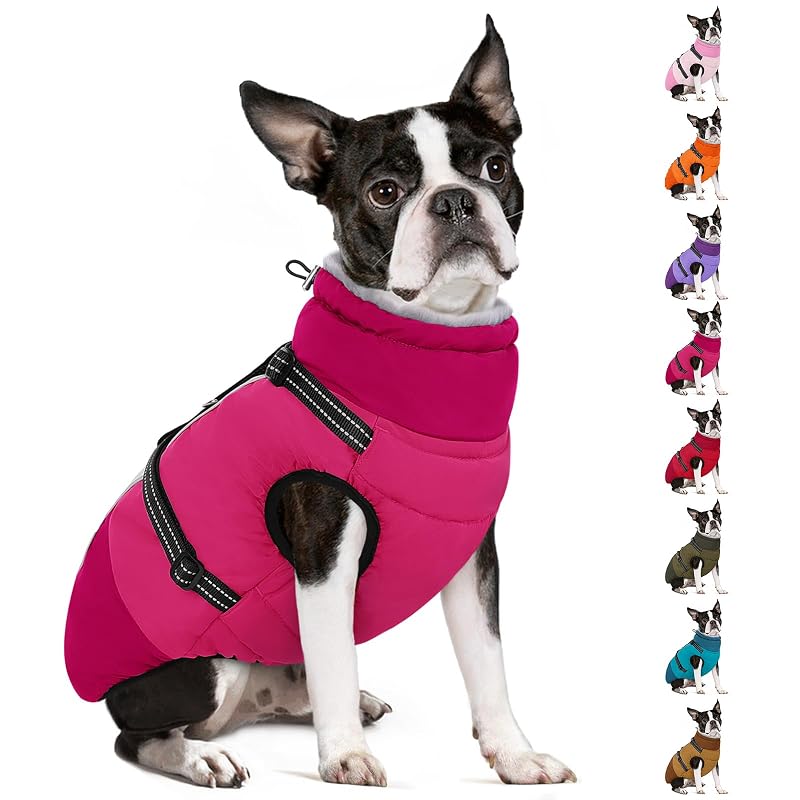 Casaco de inverno para cães com peitoral integrado SUNFURA HotPink tamanho Médio