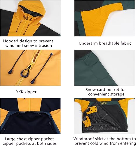 Miniatura 5 de GSOU SNOW Chaqueta de esquí para mujer, abrigo de nieve, impermeable, resistente al viento, chaqueta de snowboard con aislamiento, cálido invierno