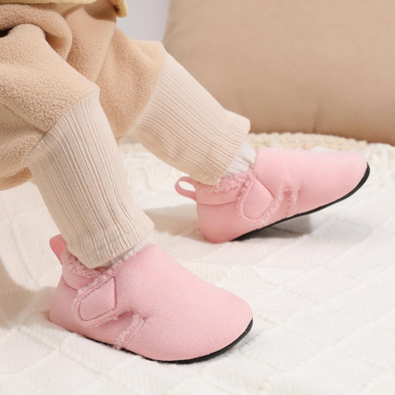 JOINFREE Toddler Slippers Boys Girls Adjustable House Shoes Barefoot Sock Shoes with Rubber Sole Baby Comfort Warm Indoor Outdoor Walking Shoe - Image 2