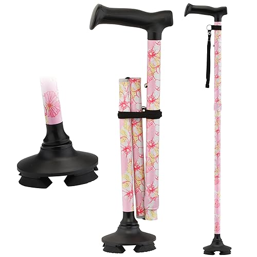 NOVA Bastón plegable para hombres y mujeres  Bastón ajustable y ligero con punta pivotante, base de pie, bolsa de transporte y 4 puntas adicionales