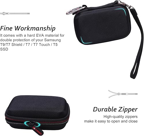 Miniatura 4 de XANAD Funda rígida para Samsung T7 /T9 / T7 Shield / T7 Touch 250GB 500GB 1TB 2TB 4TB State Drive, color negro Estuche negro para disco duro 1 en