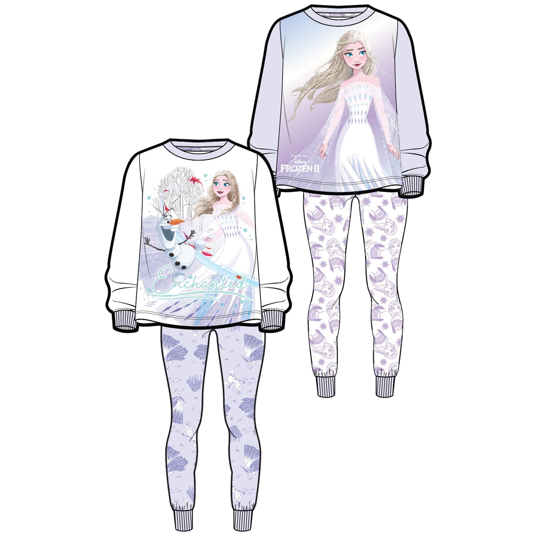 Disney Set pigiama per bambini Frozen & Stitch, confezione da 2 disegni incantati e adorabili, comodi e morbidi pigiami per ragazze e ragazzi, taglie da 5 a 6 a 13-14 anni, perfetto per divertirsi a
