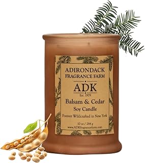 ADK Balsam & Cedar Scented Candle, 10 Oz Aromatherapy Candle, Proudly Poured in The USA, Natural Wax for Relaxation and Home Décor, for Gift, Kitchen, and Living Spaces
