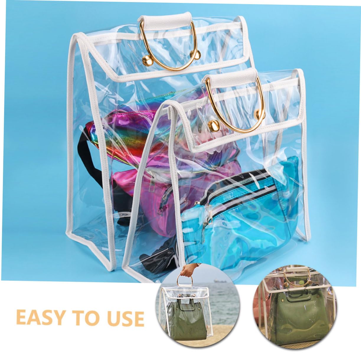 Ipetboom Organizador Colgante Transparente para Bolsos PVC 2 Piezas | Doble Pack, Diseño Visible para Localizar Contenido al Instante, Uso en Armario y Estancias Infantiles o Baño