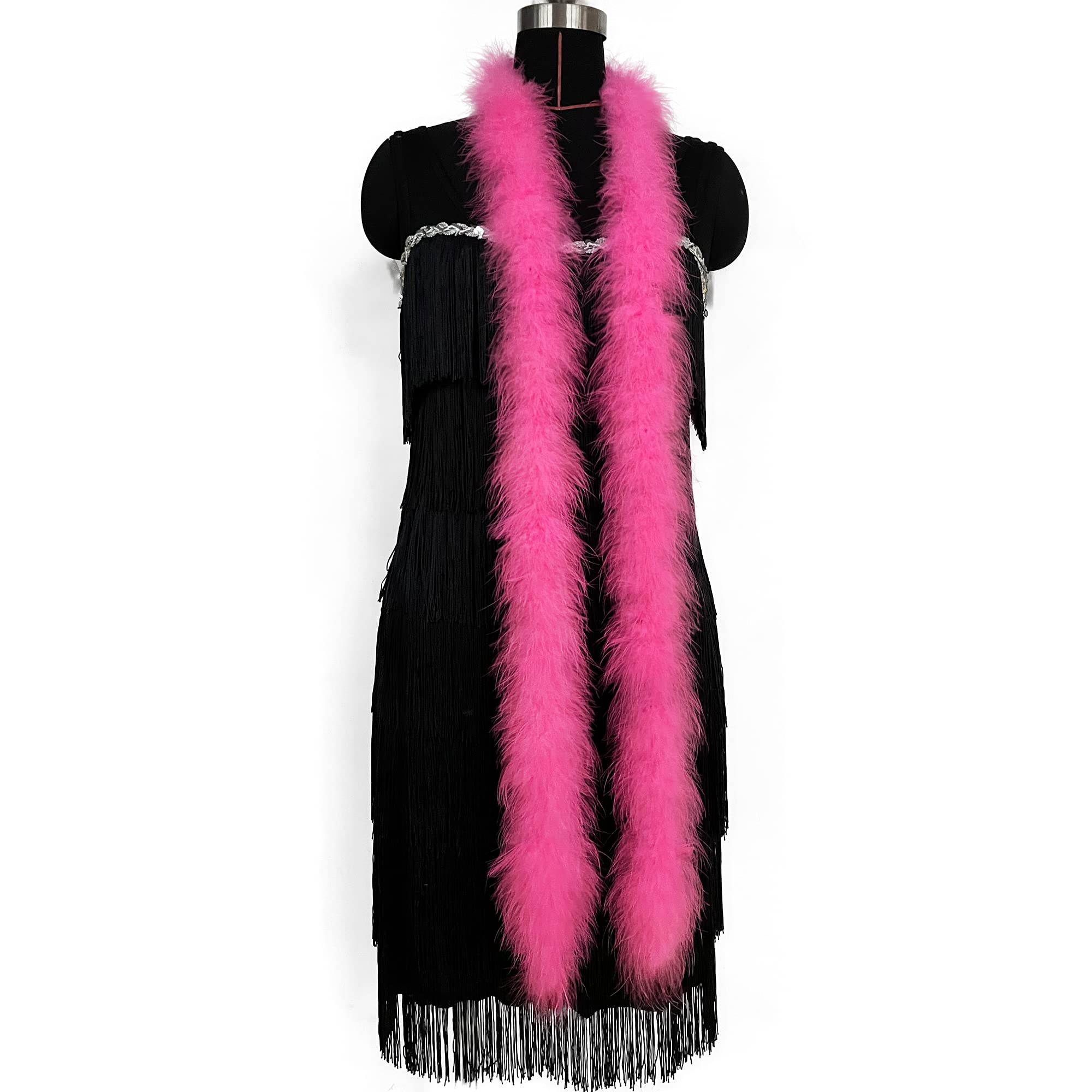 2 Yards 30g Fluffy Marabou Feather Boa for DIY Craft Sewing Trim Home Wedding Party Decoration-Pink