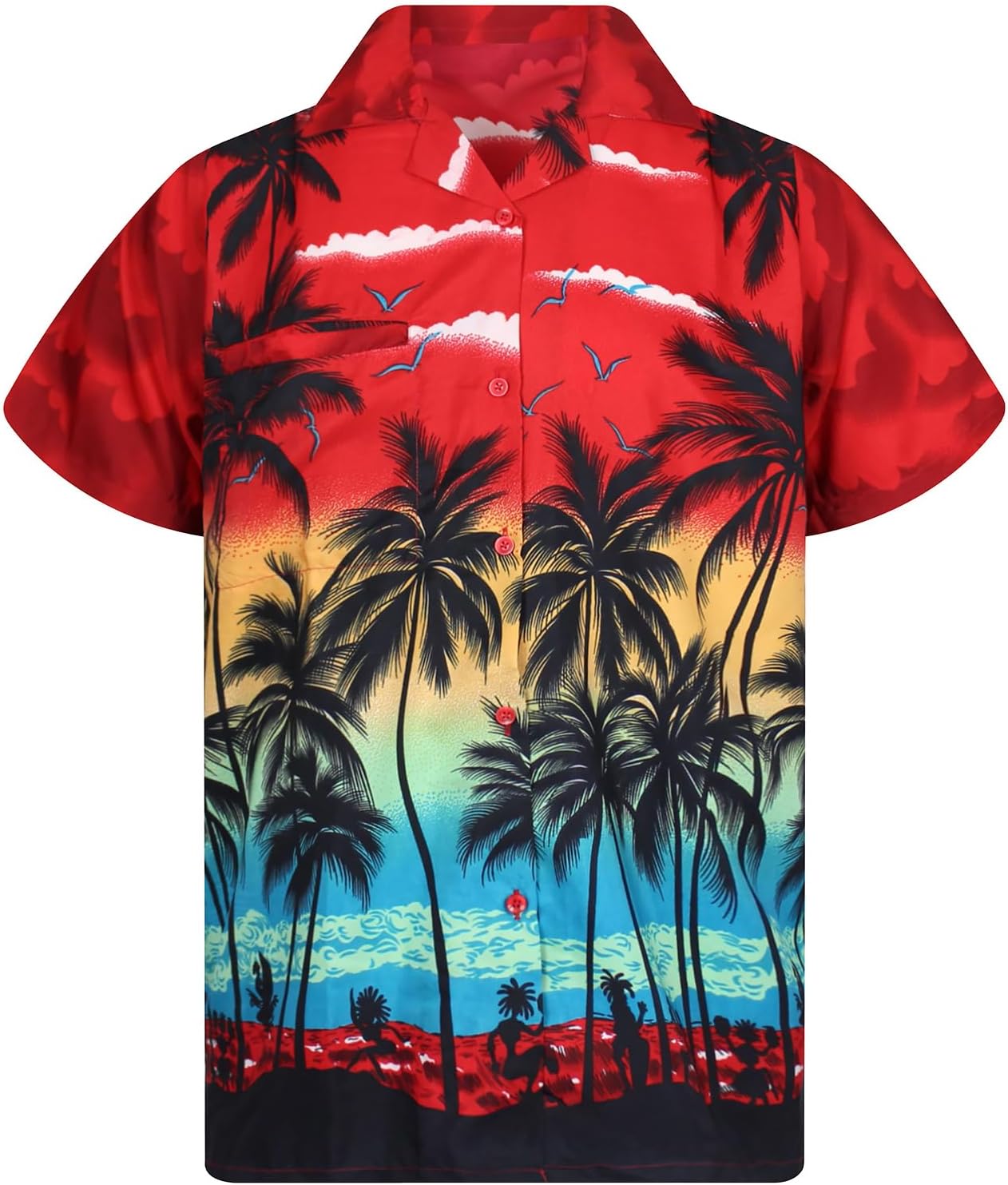 King Kameha Camicia Hawaiana Uomo - Manica Corta, Teriville Leggero, Stampa Estiva Colorata - Adatta Per Spiaggia E Feste - Taglie S-6XL