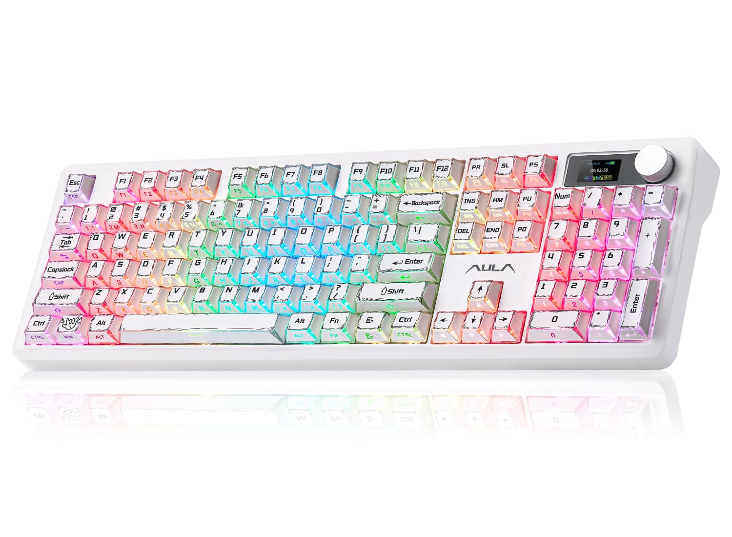 Wireless Mechanical Keyboard with Screen & Knob,Creamy Gaming Keyboard