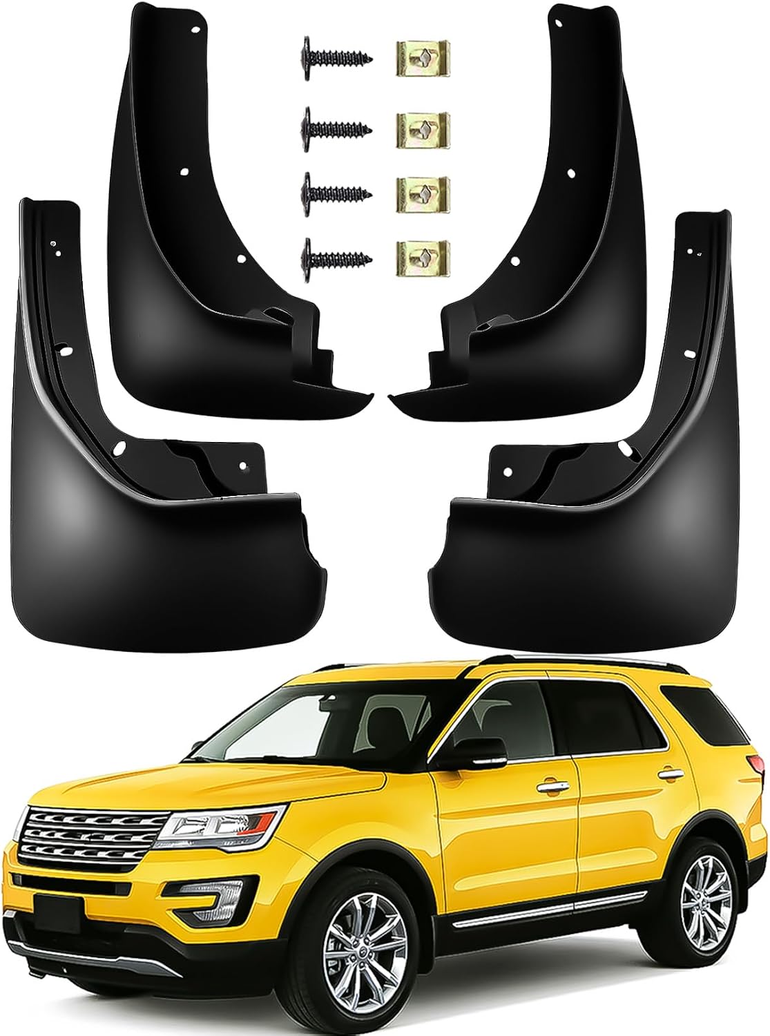 Mud Flaps Compatible with Ford Explorer 2011-2019,Splash Guards All Weather Mudguards Fender Protector for Explorer Durable Anti-Rust Accessories Sediment & Snow Protection Kit(4pcs Set)