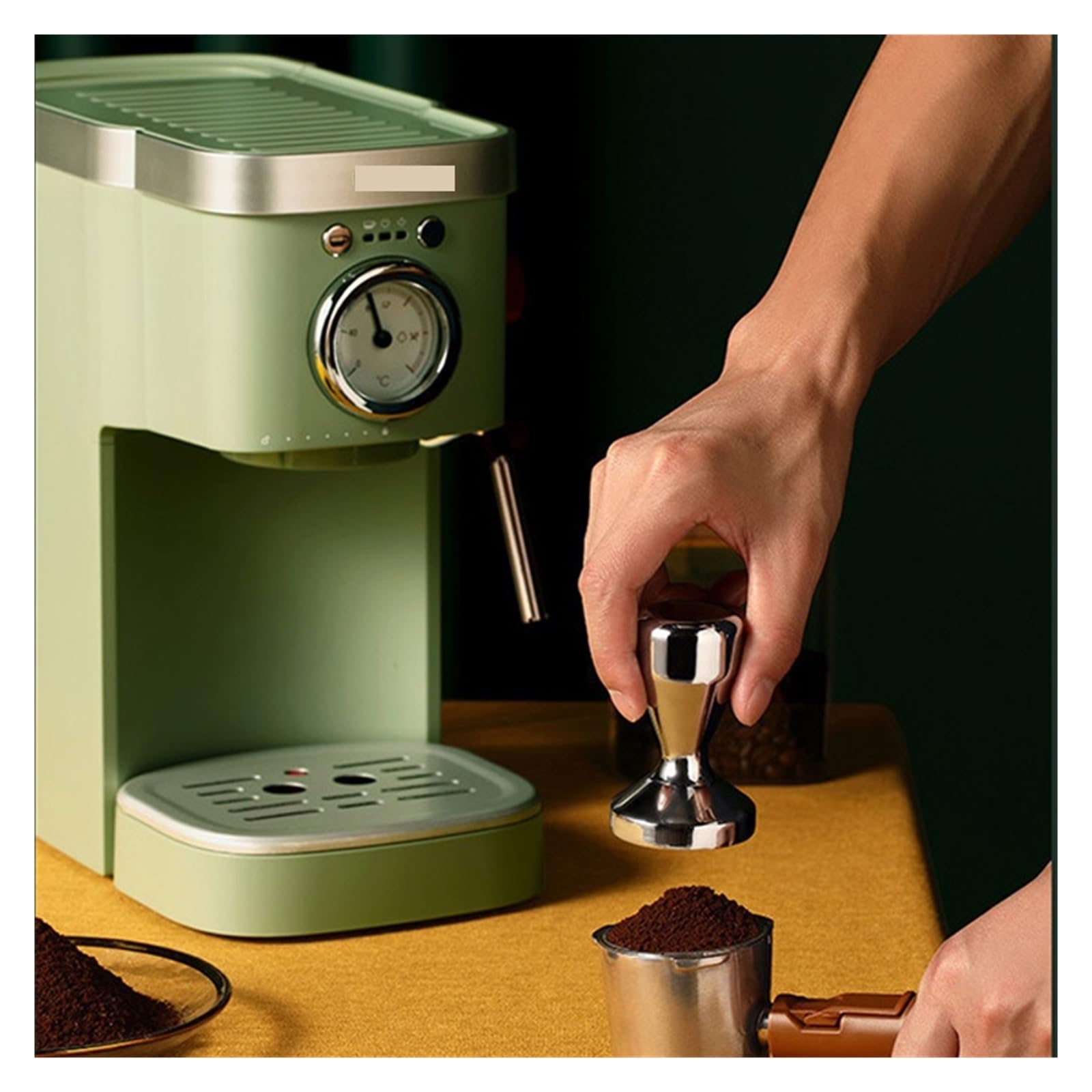 Włoski ekspres do kawy Retro zielony spieniacz do mleka ekspres do kawy w proszku kapsułka espresso robienie napojów kawowych, ekspres do kawy