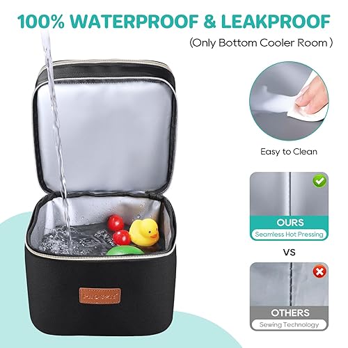 Miniatura 3 de PIIOSER Bolsa enfriadora de almacenamiento de leche materna con bolsa de hielo, se adapta a 4 biberones de hasta 5 onzas, pequeña bolsa térmica de