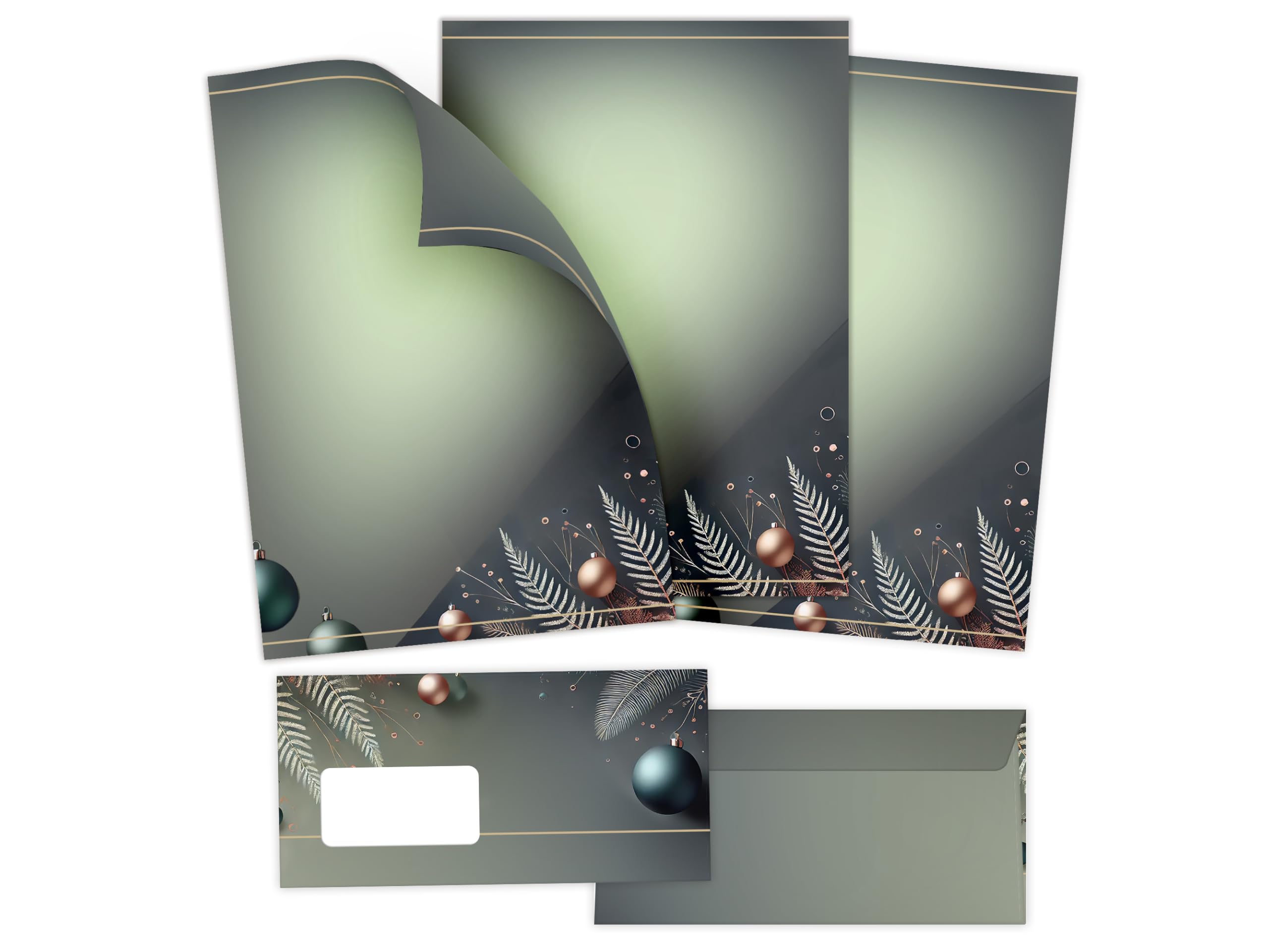 Briefpapier Weihnachten Weihnachtsbriefpapier mit Umschlag Umschlägen mit Fenster Weihnachtspapier A4 für Kunden (250 Blätter + 250 Umschläge)