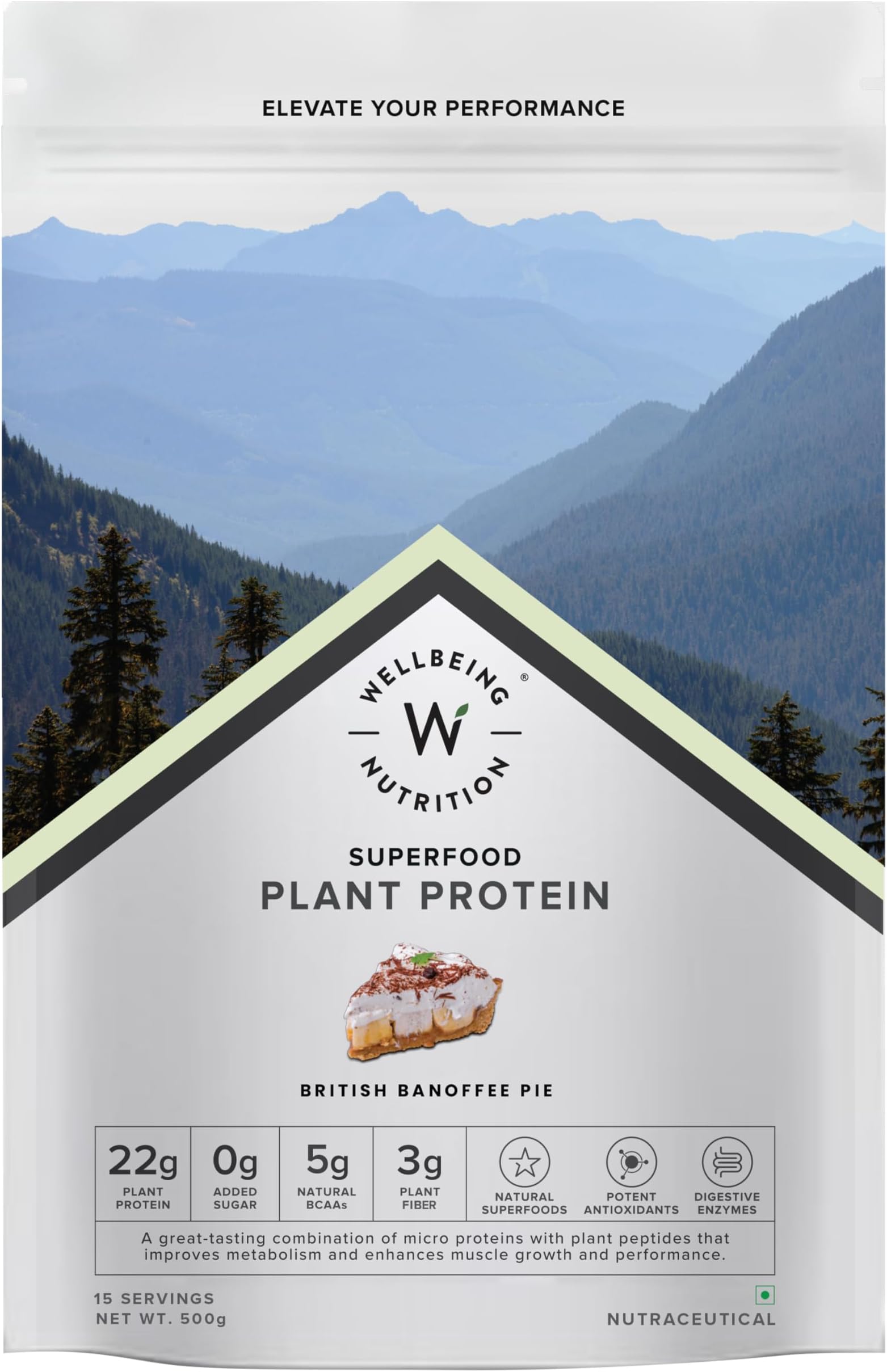 - Organic Vegan Plant Protein Isolate Powder | 22g Protein, 5g BCAA, 3g Fiber Pea & Brown Rice Protein, Superfoods, Digestive Enzymes | Easy to Digest, British Banoffee Pie, 500gm