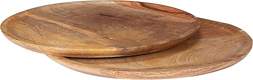 Miniatura 8 de CLEENTABLE Juego de 4 Platos para Aperitivos de Madera de Mango de 11" - Platos Redondos Hechos a Mano para Ensalada, Cena, Pasta, Postre,