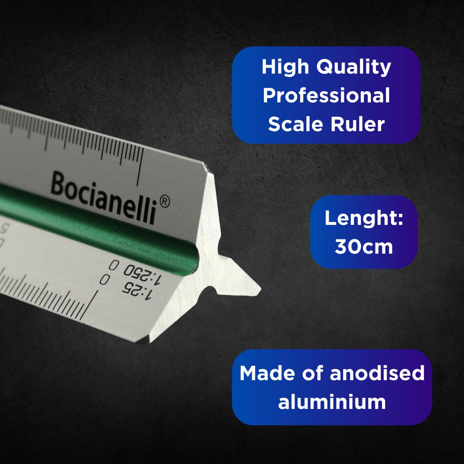 Image secondaire de Règle Triangulaire en Aluminium 30 cm pour Dessin Technique