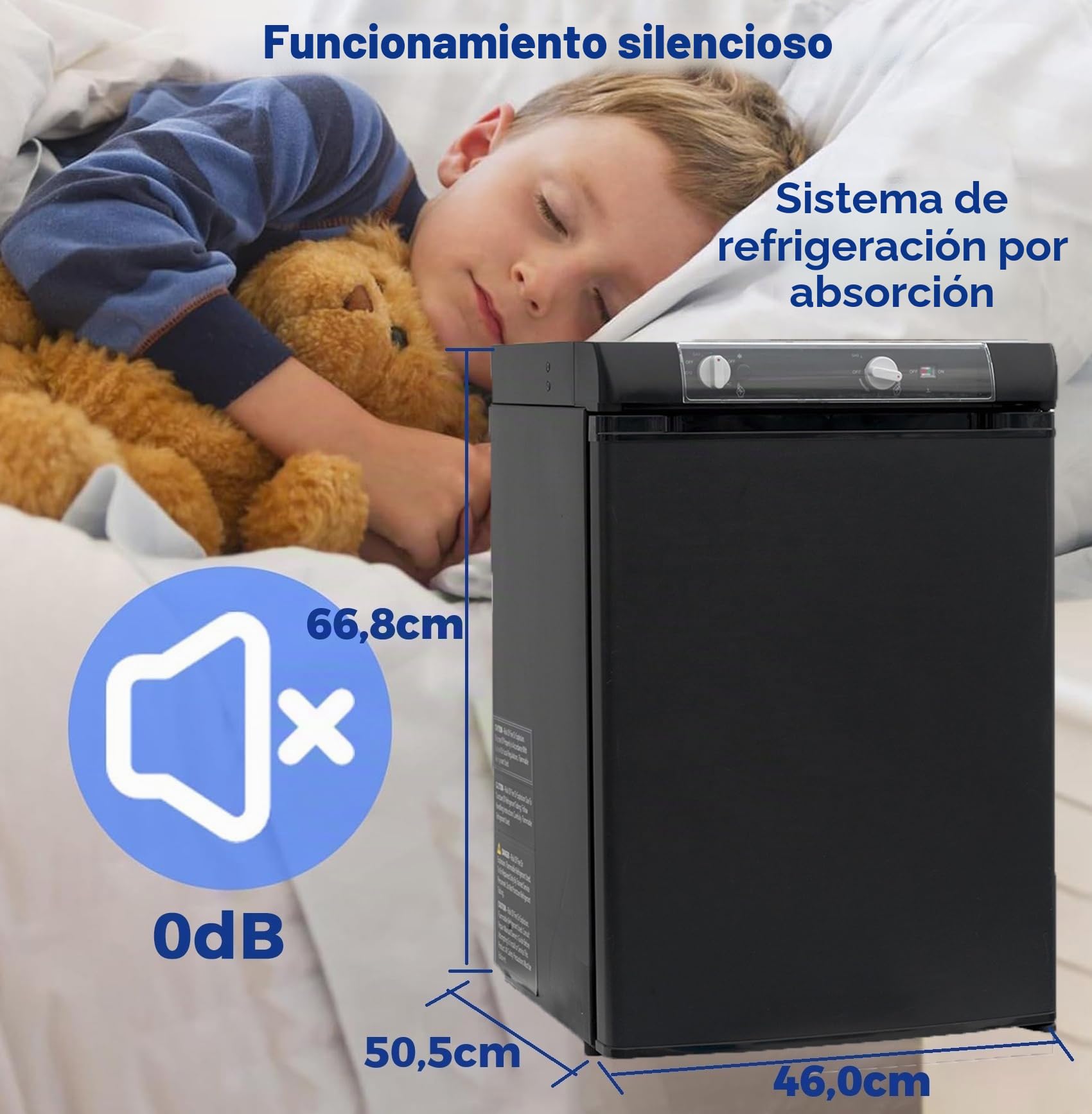 Smad Nevera Camper 60L, Nevera Trivalente-Gas 12V 230V, Camping Frigorifico Trivalente para Caravanas, Autocaravanas, Furgonetas, Garajes, Camiones, Casas Móviles, Sin Ruido, Absorción
