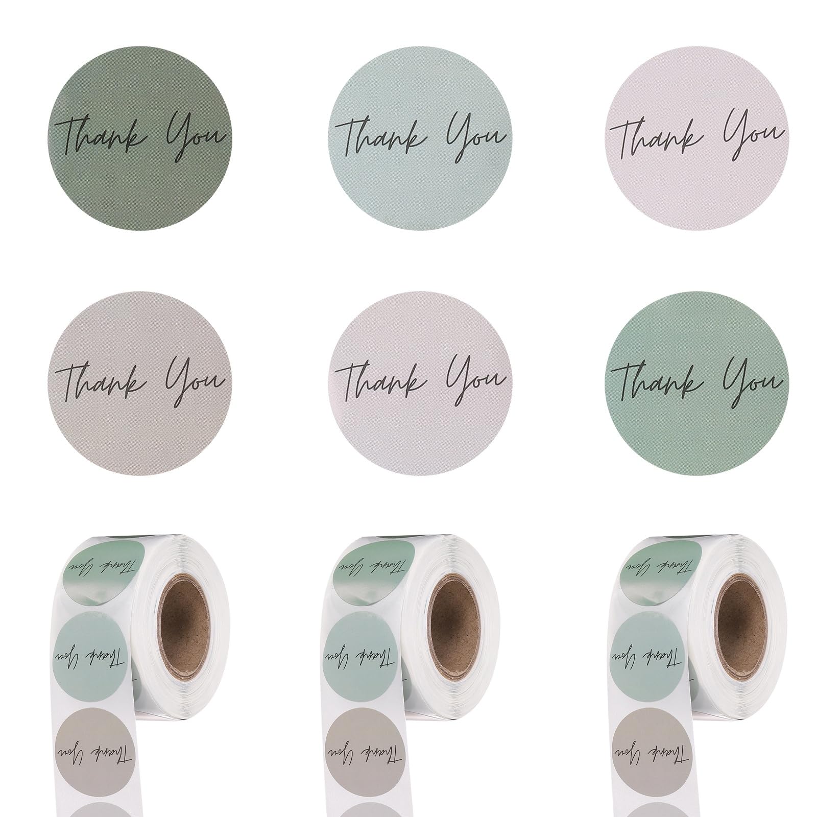 PATIKIL 1500Pcs Thank You Stickers, 1" Round Self-Adhesive Envelopes Seal Labels for Crafts Small Business Invitation Cards Wedding Gift Tag Packaging, Green Colorful Tone