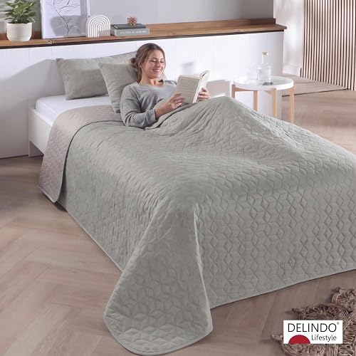 Delindo Lifestyle Belford Light Grey Bedspread Single Bed Throw 140 x 210 cm - 3