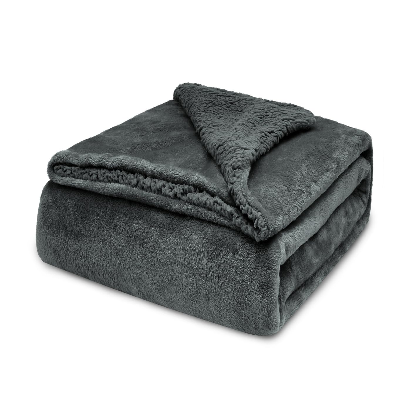 HOME MERCURY- Manta de Borreguito Sherpa Reversible 130x160cm. Extra Suave, Térmica y Multiusos. Manta Caliente para Cama, Sofá y Viaje (Oscuro)