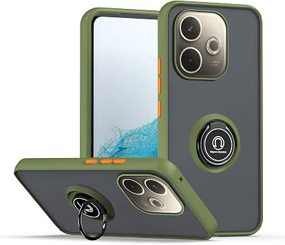 XINYEXIN Case for Oppo A5 Pro 5G 4G with Ring Stnad Shockproof Mobile Phone Case Anti-Scratch Translucent Matte PC Back + Soft TPU Bumper Case Cover - Army Green