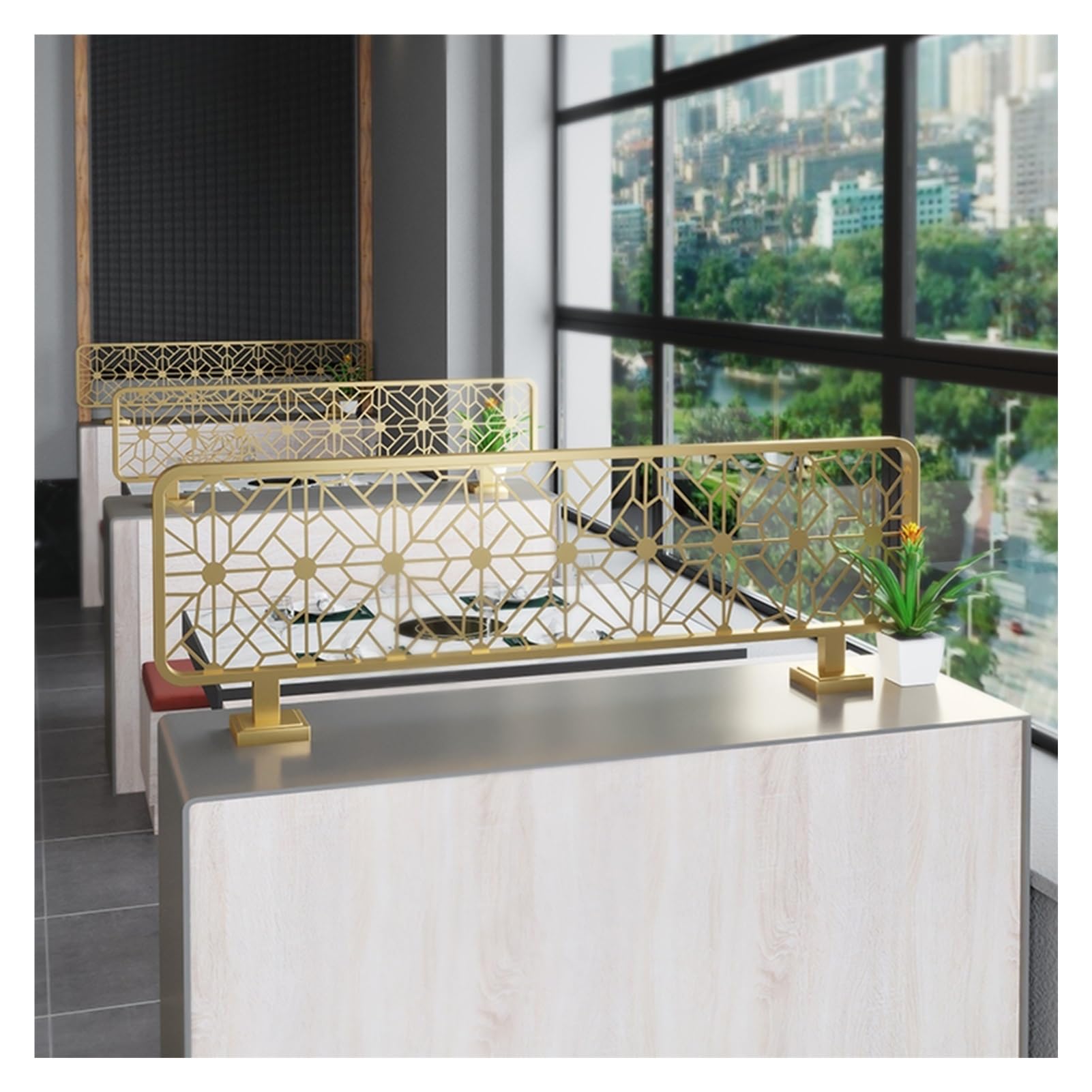 KLGFBDC Gold Iron Art Room Dividers - Decorative HOL Out Partitions for Dining & Office, Non-Fading, Easy Installation, 80cm Size, Stylish Privacy Screens, Modern Home Decor