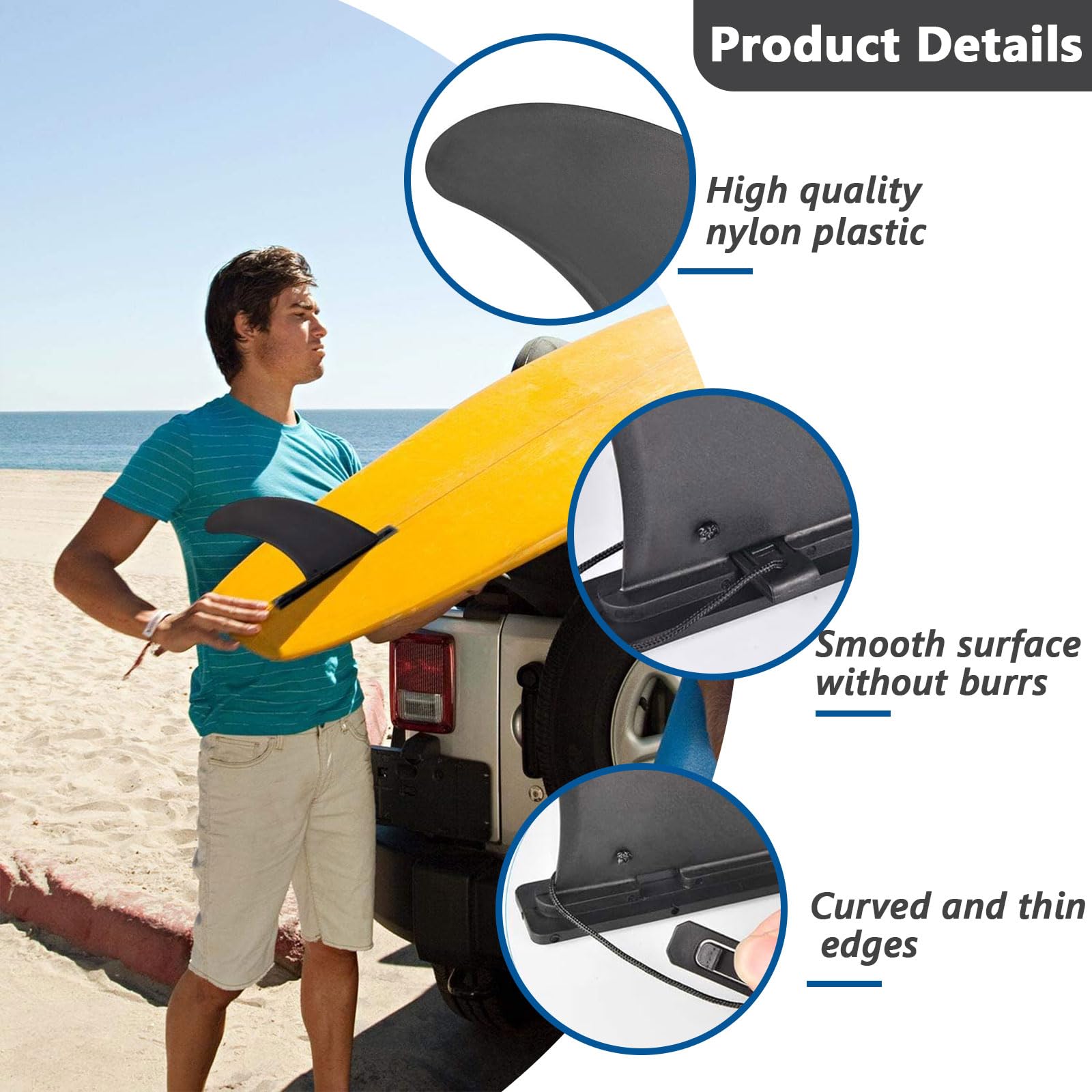 Aileron SUP Universel CUVZORA – Amovible, En Nylon, Bords Incurvés, Compatible Avec Planches Gonflables Et Kayaks, Installation Sans Outil