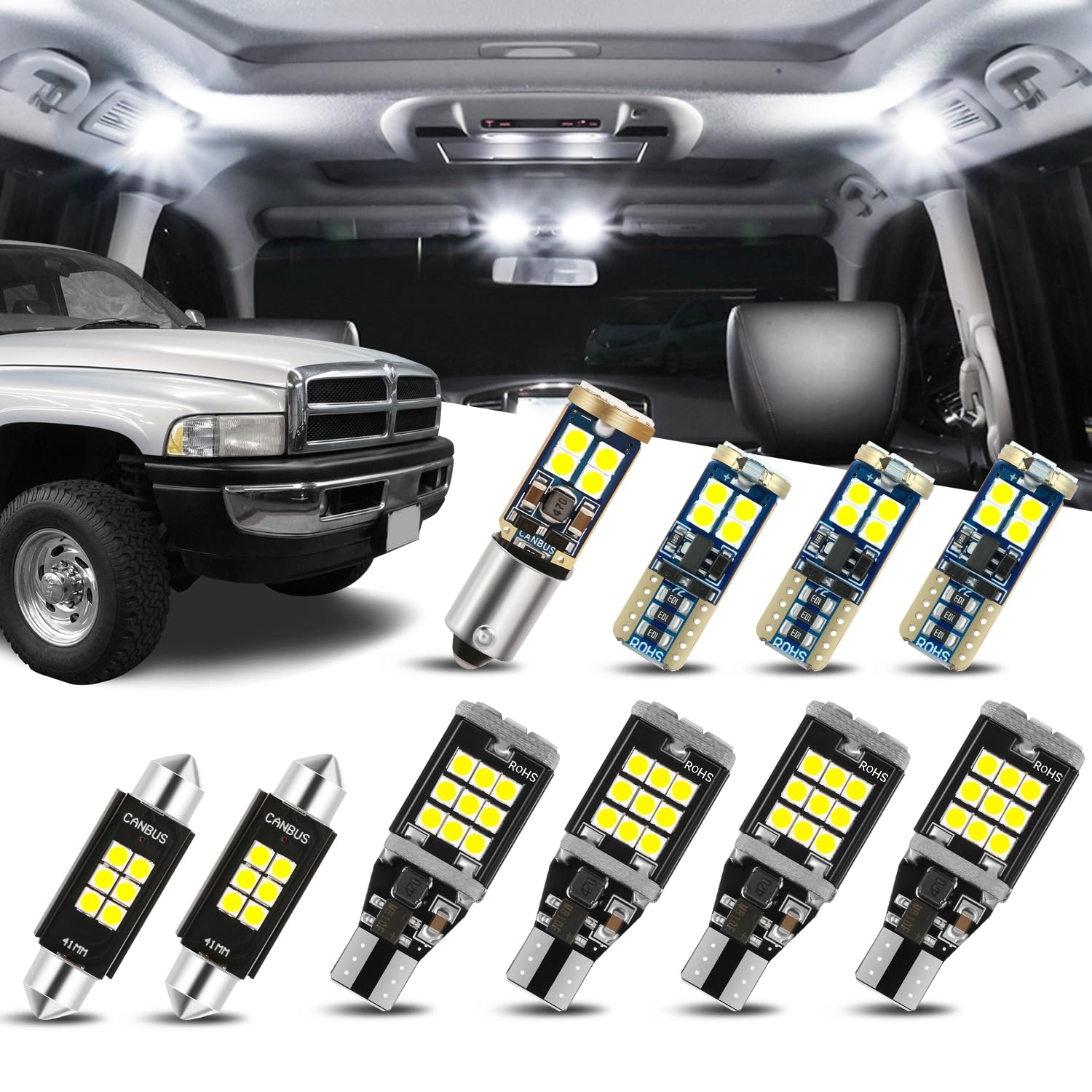 Amazon.com: Auto Dynasty 9 Pieces 12V 5500K Interior Car Dome Map
