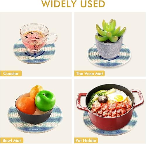 Miniatura 5 de Anclajes náuticos, soportes para ollas de mar, 2 piezas resistentes al calor para platos calientes, acuarelas de verano, tejido de hilo de algodón