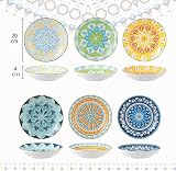 AHX Pasta Bowls Set of 6, 23 oz Shallow Ceramic Bowls for Pasta, Salad, Soup & More - Microwave, Dishwasher & Oven Safe - Colorful Pasta Bowls - 3