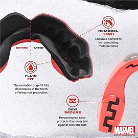 Marvel Characters Sports Mouthguard, Dual Layer Premium Adult and Junior Mouth Guard with Case for Boxing, Basketball, Lacrosse, Football, Hockey and All Contact Sports (Deadpool, Adult (12+ Years))